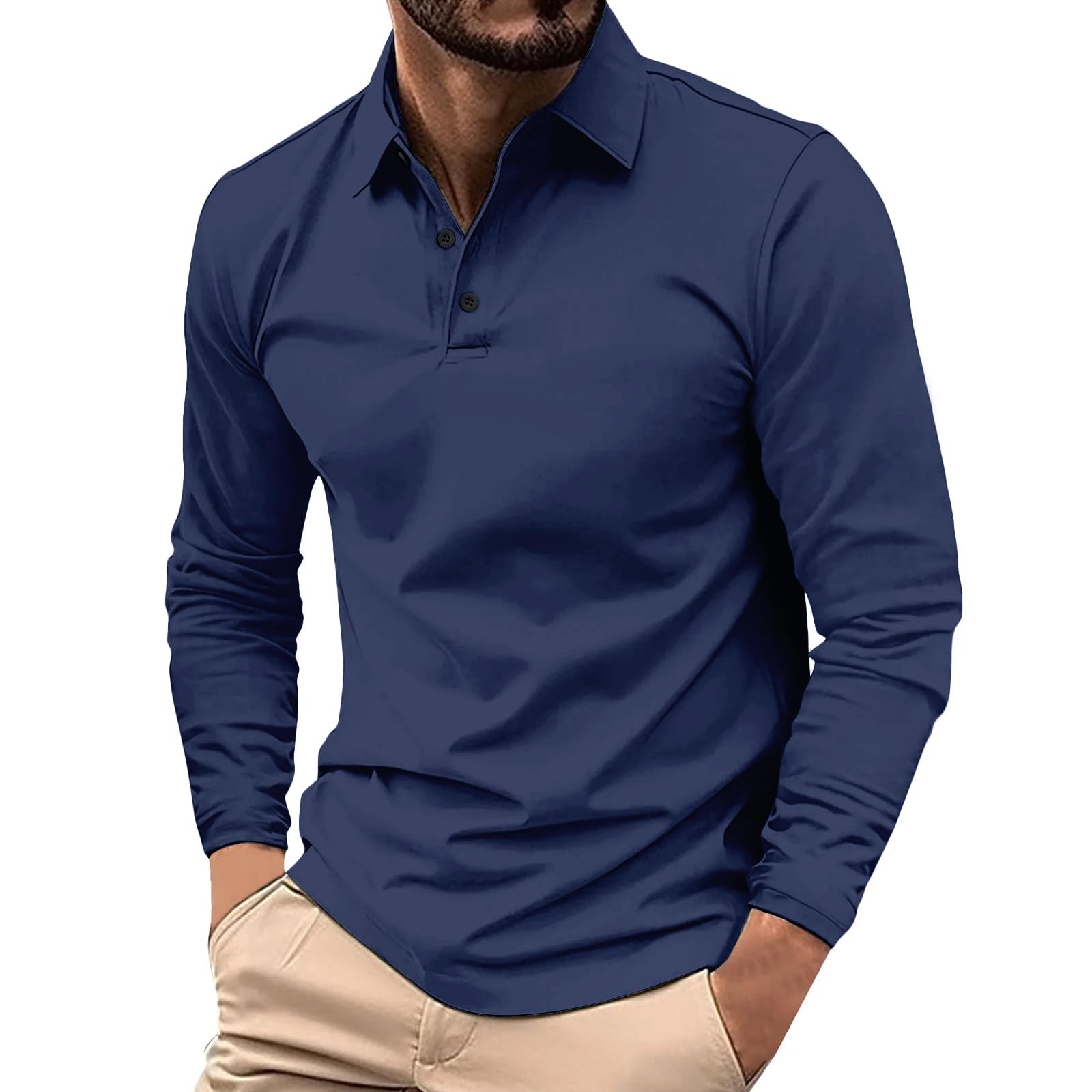 Pack de 3/5 Polos Homme Uni et Imprimé Dégradé Manches Longues Respirant Séchage Rapide pour Sport - Haute Performance