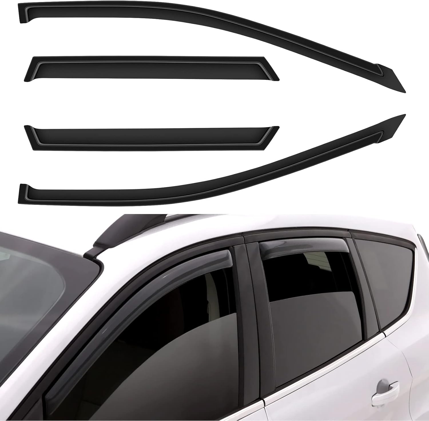 Side Window Deflector Dark Smoke Visors Rain Guards 4 -Piece Set for 2003-2007 for Nissan for Murano