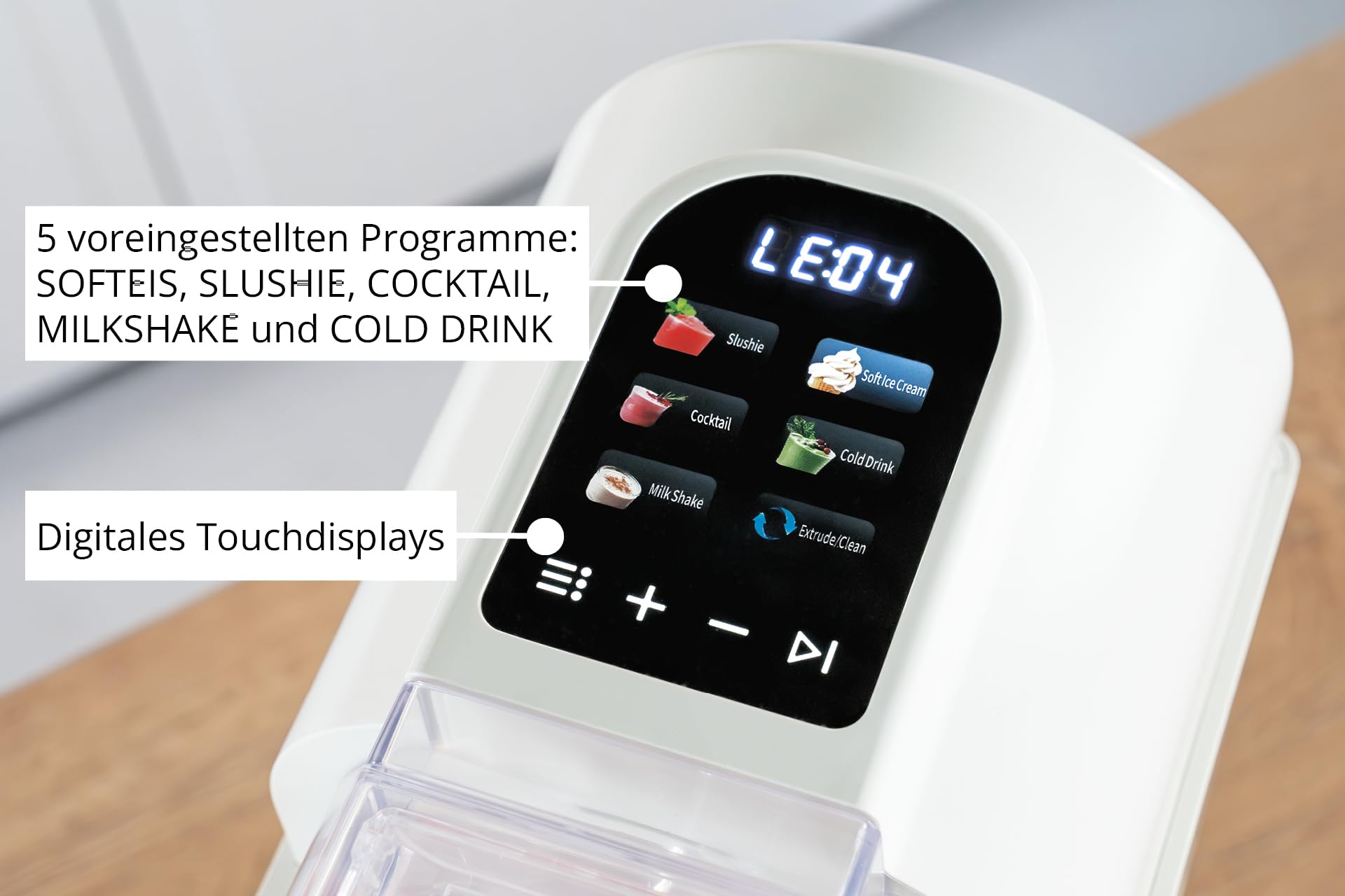 UNOLD 2in1-Slush- & Softeismaschine Sofia – Softeis & Slushies ohne Vorgefrieren in 30 min dank Kompressor – 2L Kapazität, 5 Automatik-Programme & Waffelhalter - einfache Reinigung