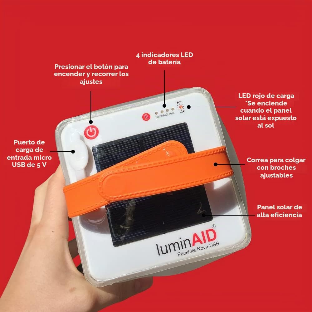 Linternas inflables solares de LuminAID | Ideal para acampar, kits de emergencia y viajes | Blanco, alimentado por energía solar o USB