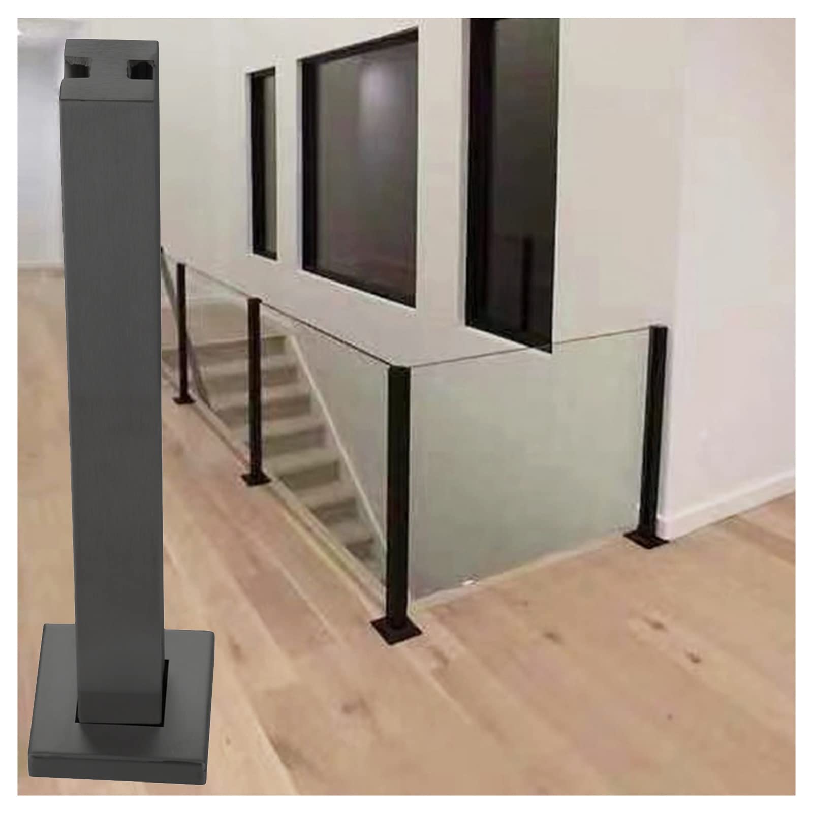 Pince de balustrade en verre inox carré pour fixation au sol