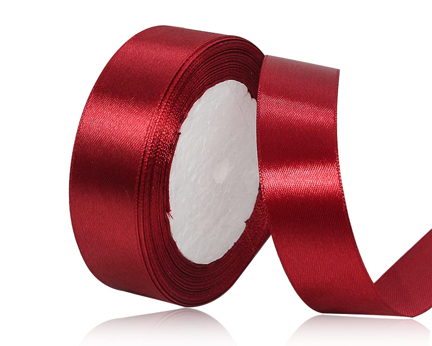 Burgundy Satin Ribbon 20mm x 22 Meters, Solid Colour Fabric Ribbon for Gift Wrapping, Crafting, Balloon, Sewing Project, Hair Bows, Bridal Bouquet, Wedding Favours Decoration