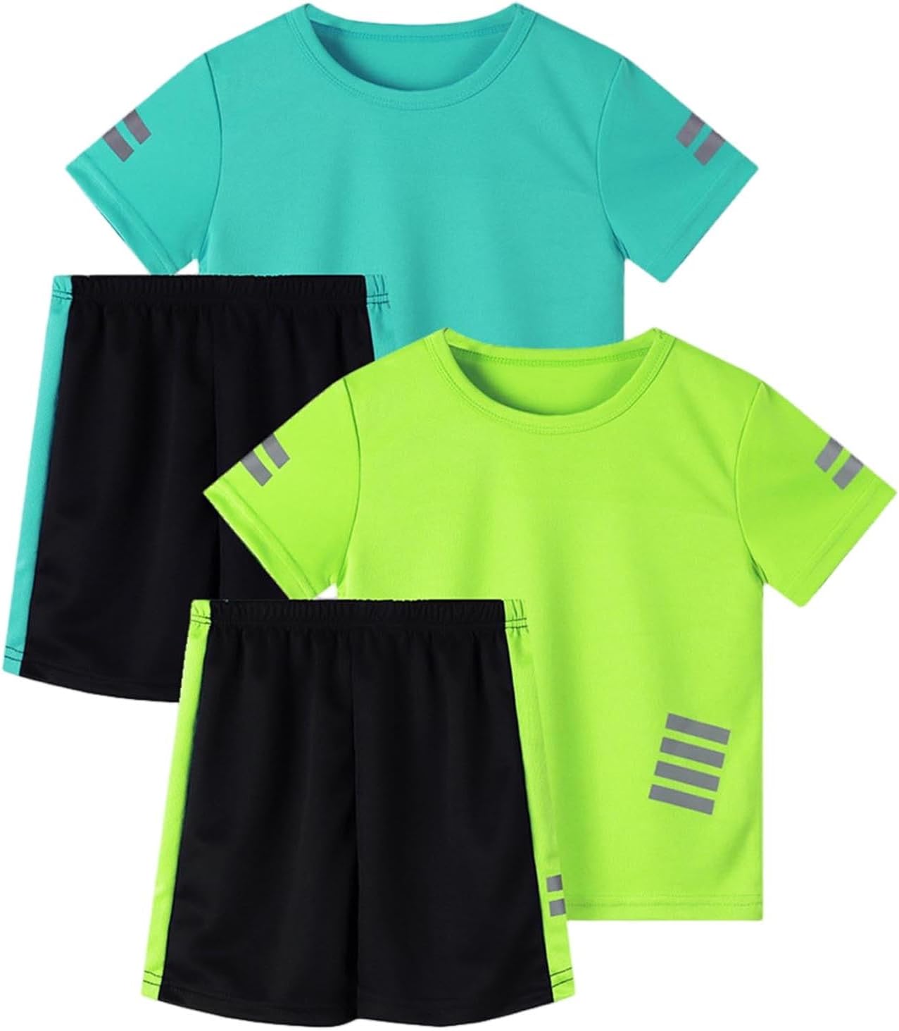 2 Pack Athletic Shorts Set for Boy Quick Dry Mesh Tees Tops Bottoms 2PCS Short Sleeve Shorts Suit Casual Summer Outfit