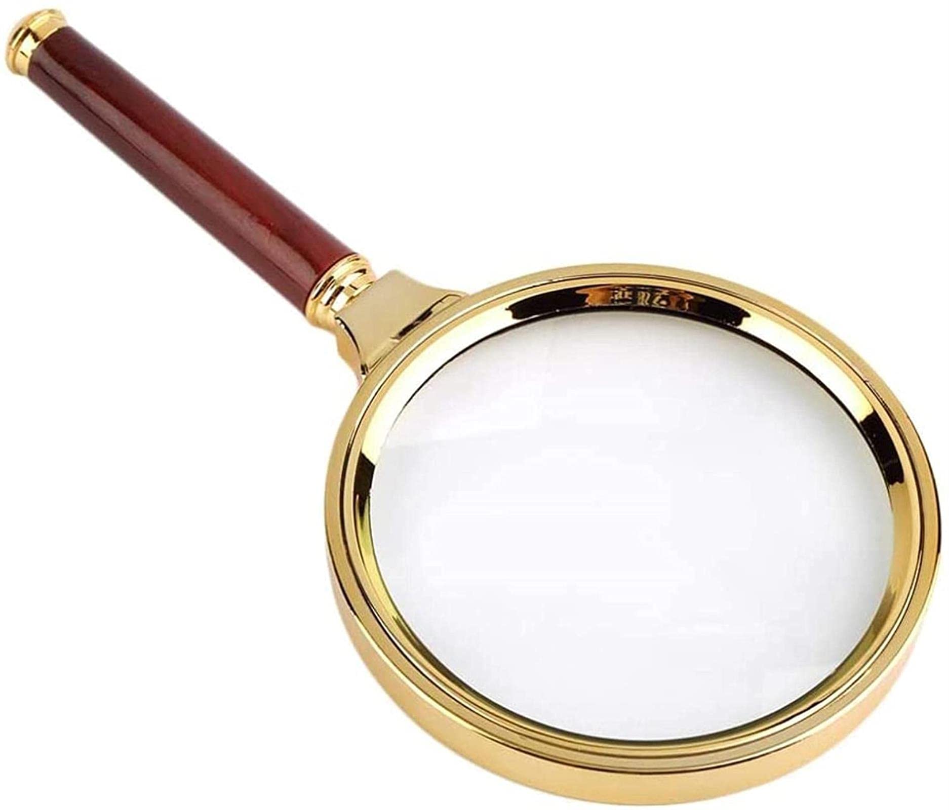 asdchZen Classic 90Mm Handheld Golden Frame And Red Handle 10X Magnifier Magnifying Glass Loupe Reading Jewelry Beauty Comes