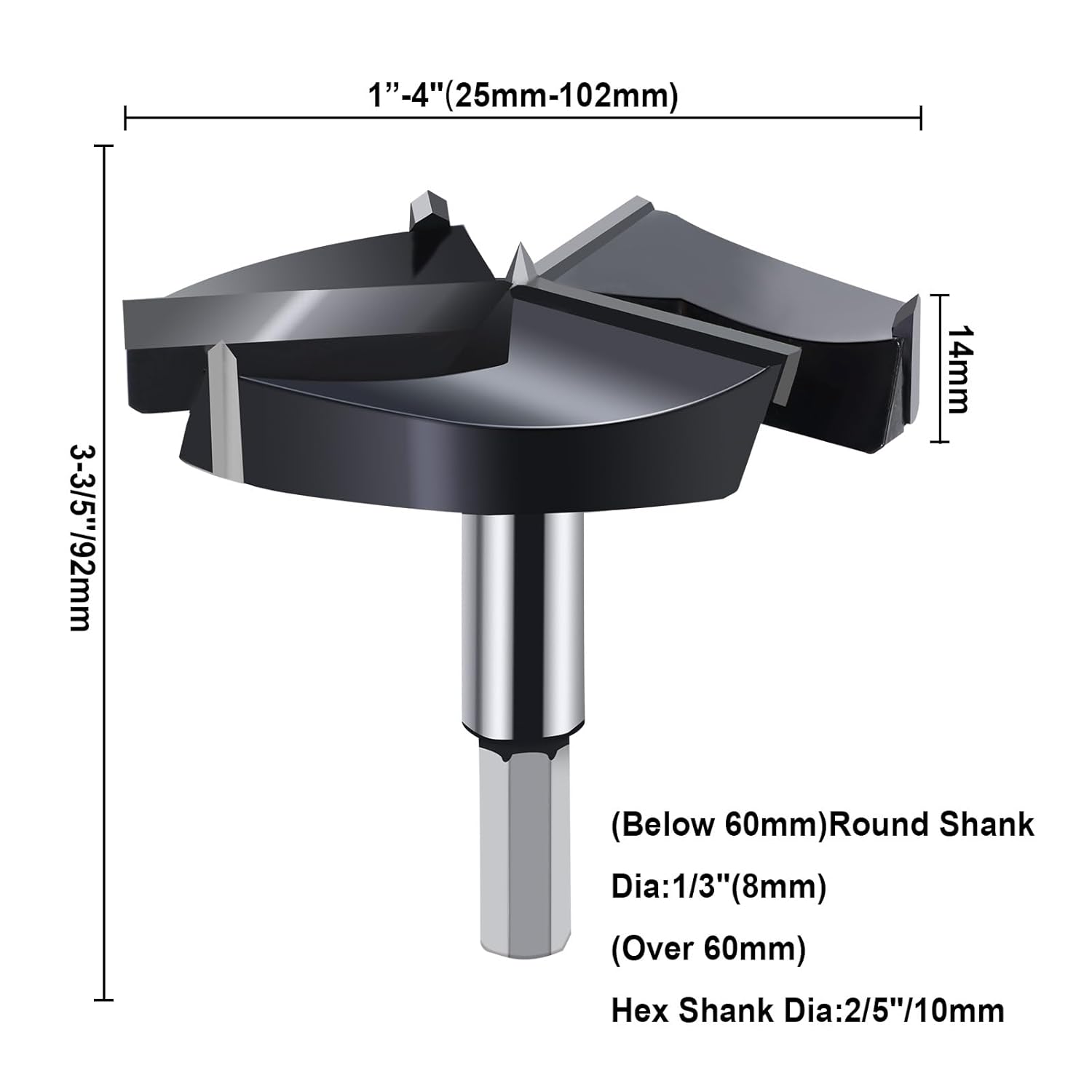 1-1/2(38mm) Forstner Drill Bits,3-Cutter Tungsten Carbide Tipped Forstner Bit for Hard Wood,Wood Hole Drill Bit for Wood Plastic Plywood