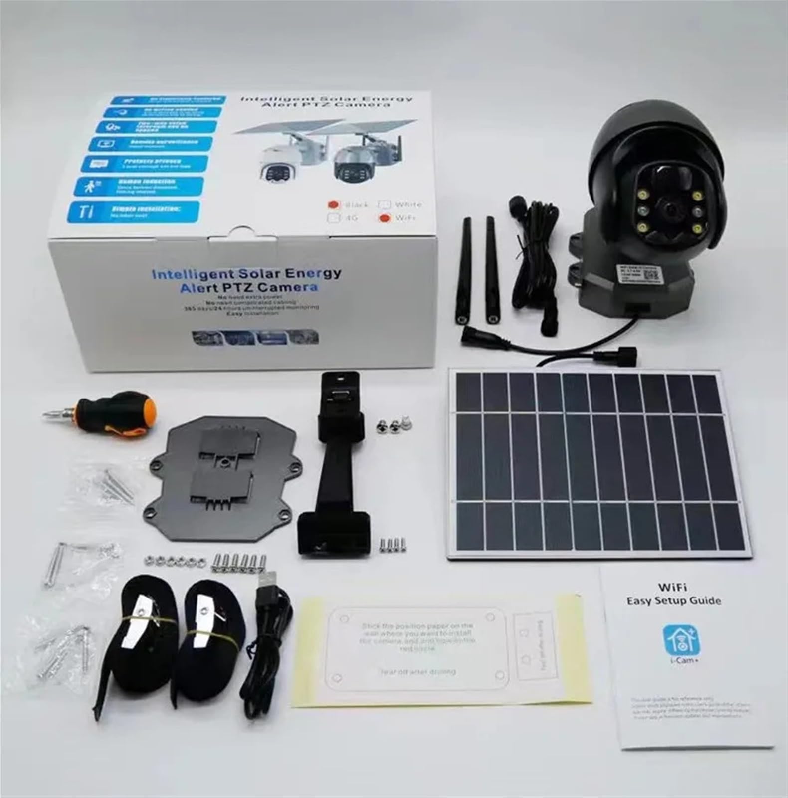Caméra de sécurité, Caméra Solaire Extérieure HD 4MP 4G PTZ Stockage en Nuage Batterie De Détection Mouvement PIR CCTV Surveillance sans Fil À Vision Nocturne(4G Camera Only)