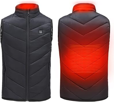 Heated Vest for Men Women,USB Charging Electric Heating Coat,Washable Heated Jacket for Skiing Fishing No Power Bank,Black-M