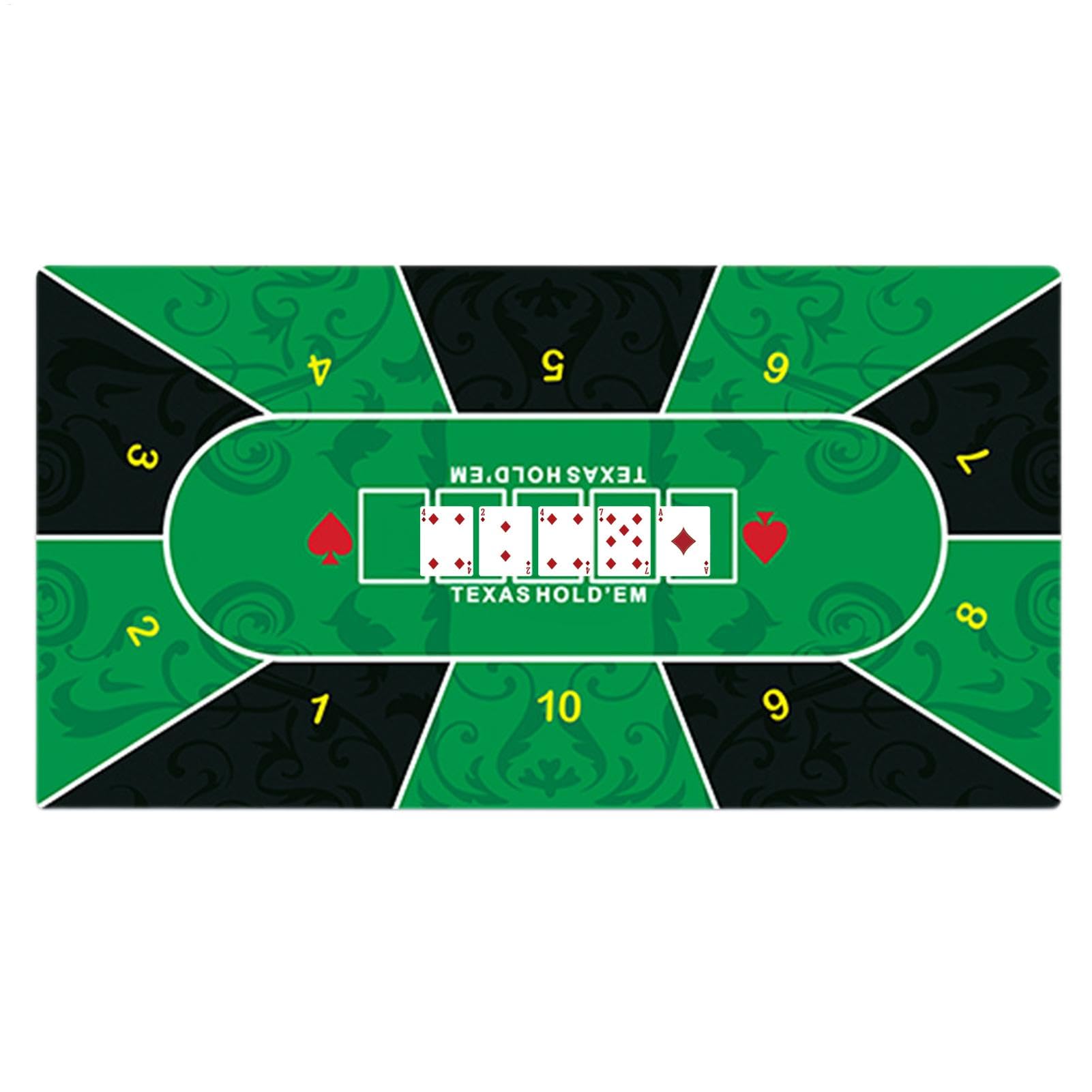 Poker-Tischmatte, Poker-Tischmatte – tragbare Spielmatte aus Gummi mit Poker-Layout, Holdemmatte für Zuhause, Gesellschaftsspielzimmer, Meetings