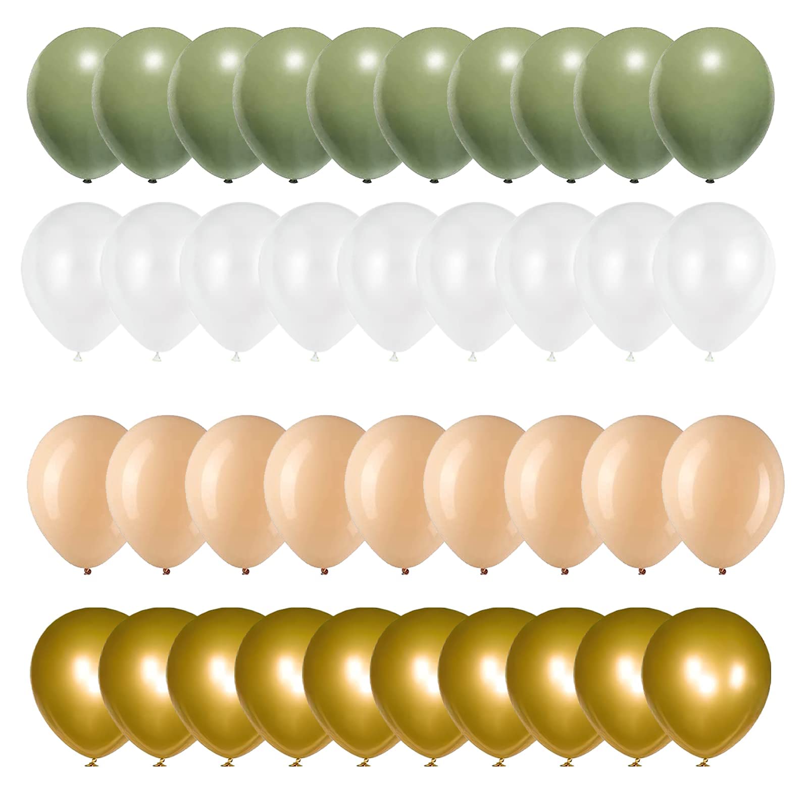 Sage Green Gold White Latex Balloons,50 Pcs 12 Inch Green and blush Gold Party Balloons For Birthday Engagement Wedding Anniversary Party Decorations