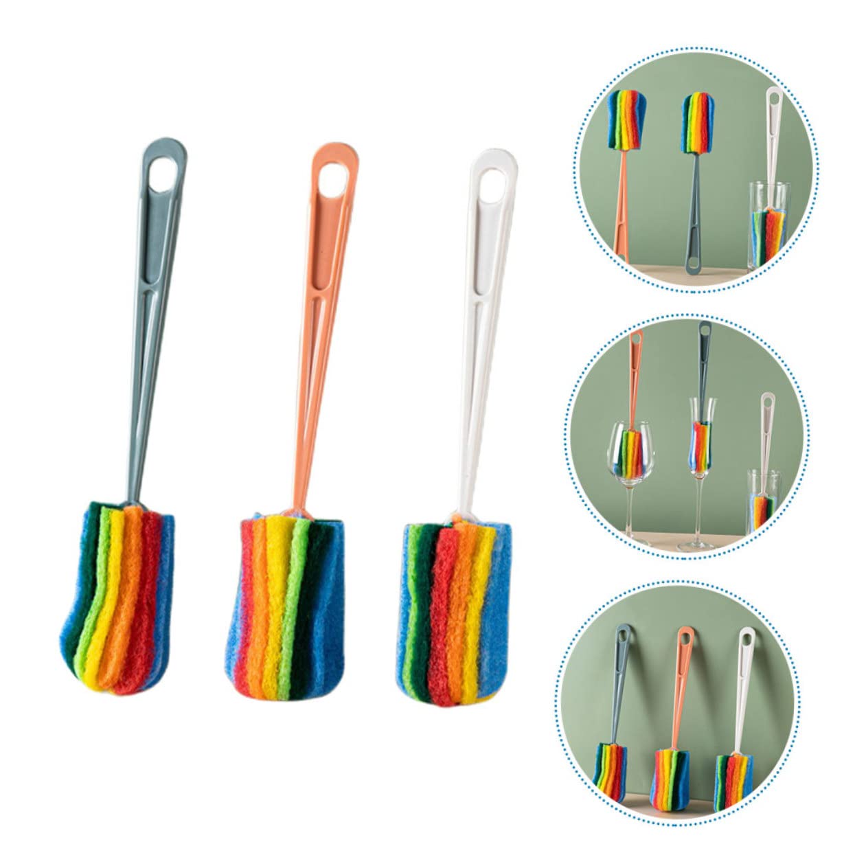 3 Series Cepillo De Limpieza Limpiador De Cepillos Hundir Cepillo para Biberones para Limpiar Cepillo para Botellas Reutilizable Estropajo Color Aleatorio 3 Piezas*3