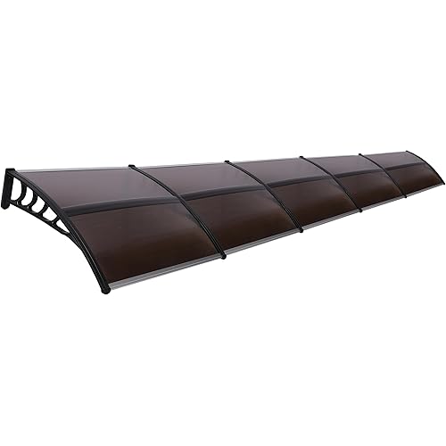 116 inch / 78 inch / 39 inch Window Awning Outdoor Polycarbonate Hollow Sheet Door Patio Canopy (40''x 200'', Dark Brown Canopy + Black Bracket)