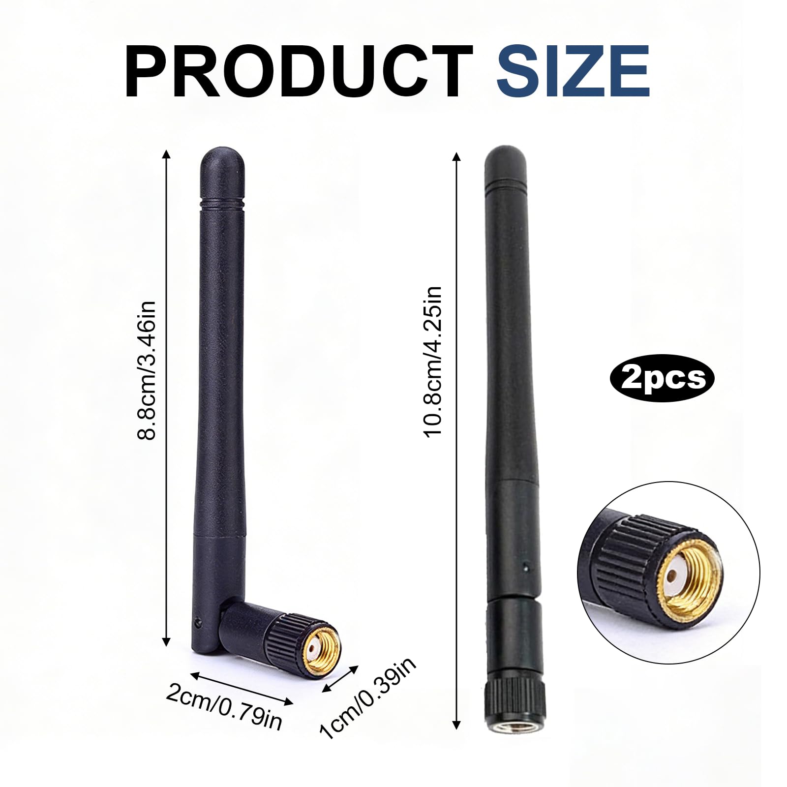 YANAJIAJIA 2 Pack WiFi Antenna RP-SMA WiFi Aerial 2.4GHz 5GHz 5.8GHz 3dBi MIMO RP-SMA Male for PC Desktop Motherboard, Router, Wireless Network Card and PCI-E - High Gain Signal Booster — view 2