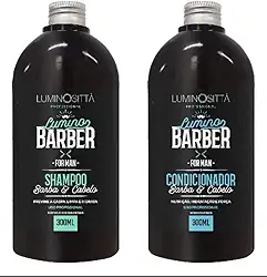 Luminosittà Professional Lumino Barber For Man Shampoo e Condicionador para Barba e Cabelo, 300ml, Kit 2 Unidades