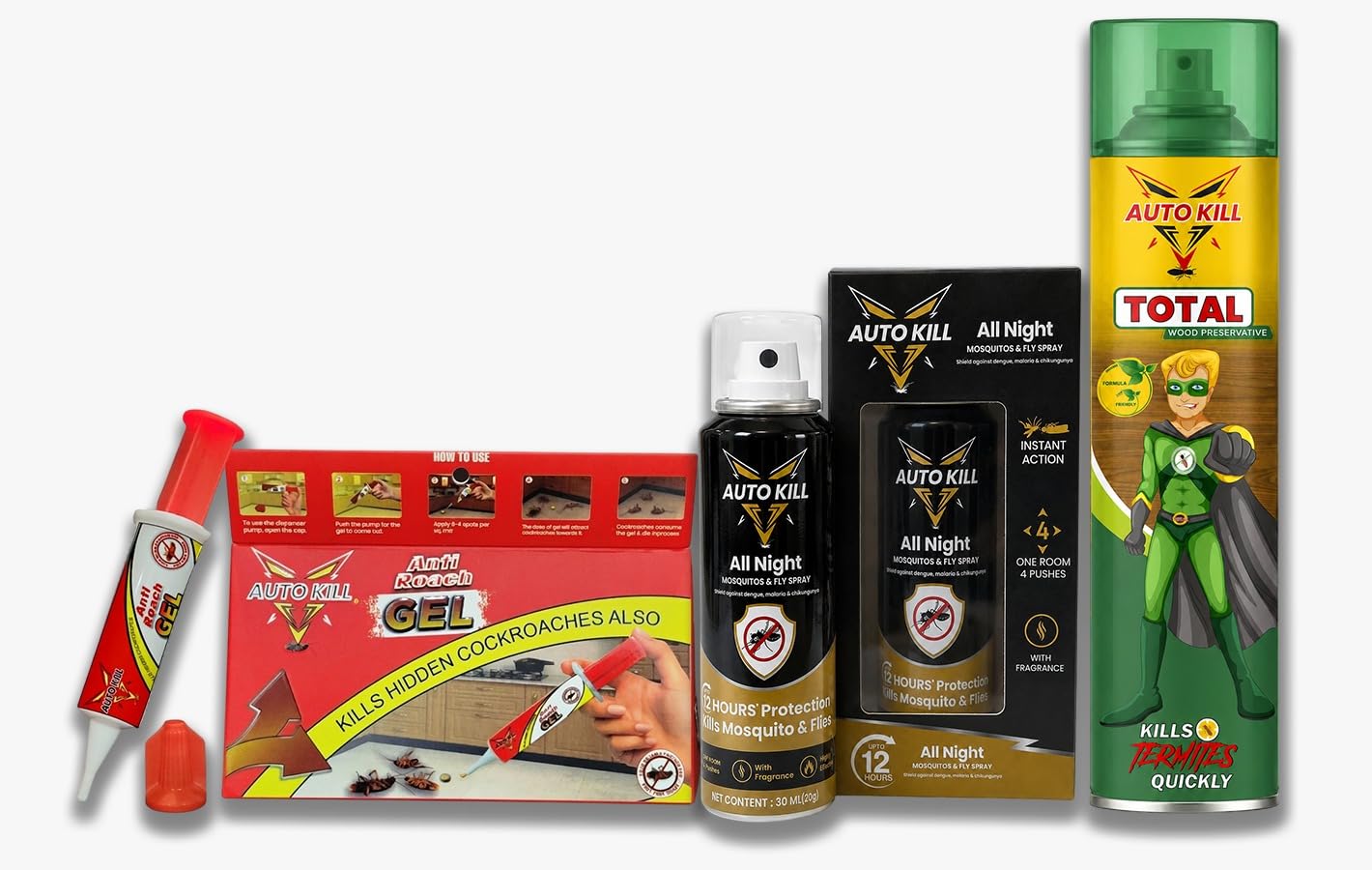 AUTO KILL All Night Spray,30 ml, + Anti Roach Gel, 20 Gm, + Total Wood Preservative, spary 210 gm-picture-30
