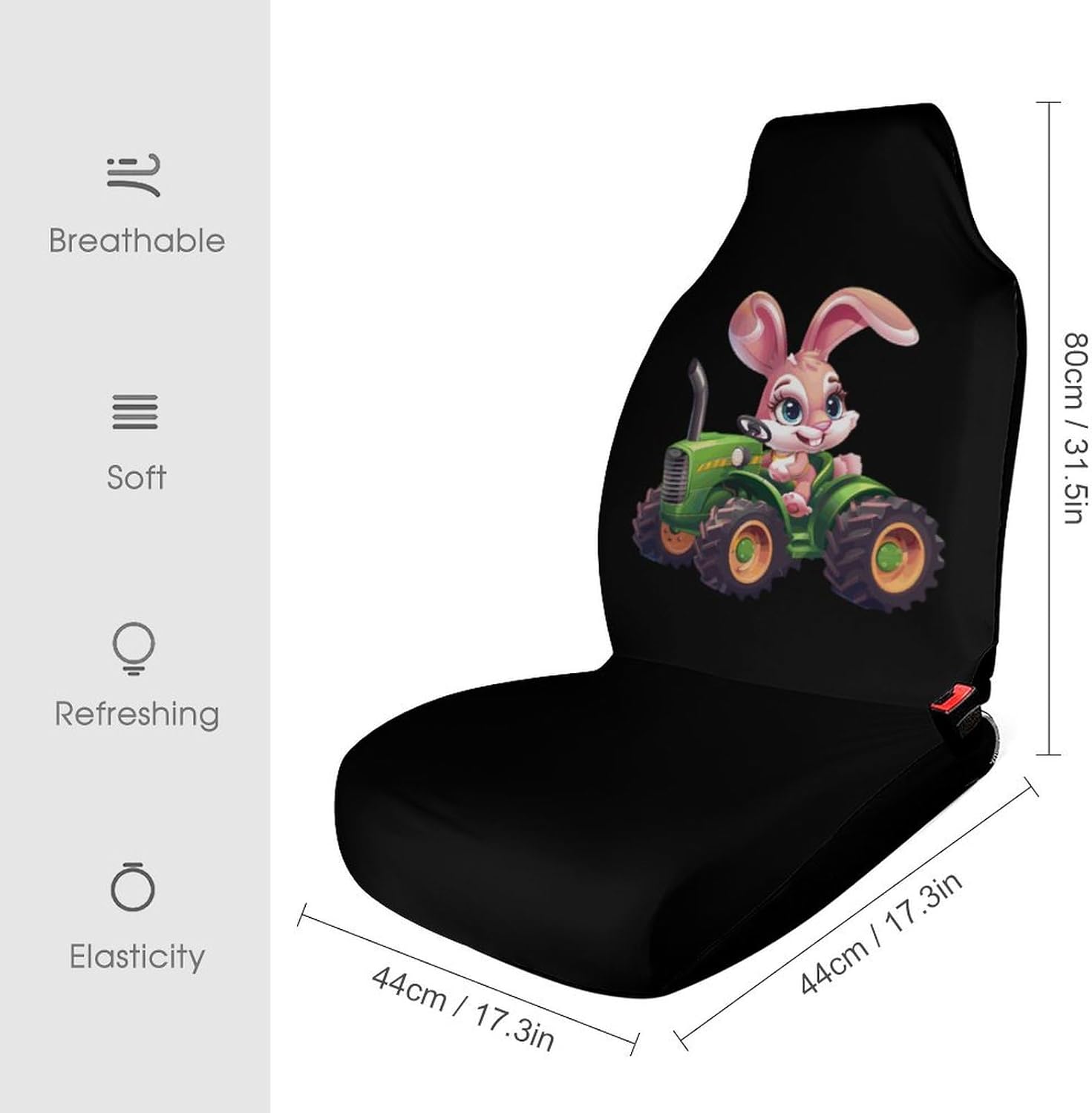 Bunny Tractor Car Seat Covers Automotive Seat Covers Car Seat Protector Auto Front Seats Protector for Most Cars 2PCS
