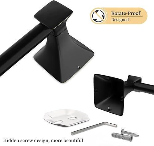 Miniatura 6 de LKKL Juego de accesorios de baño de 10 piezas, 24 pulgadas, barra de toalla con borde dorado pintado negro, anillo, soporte para papel