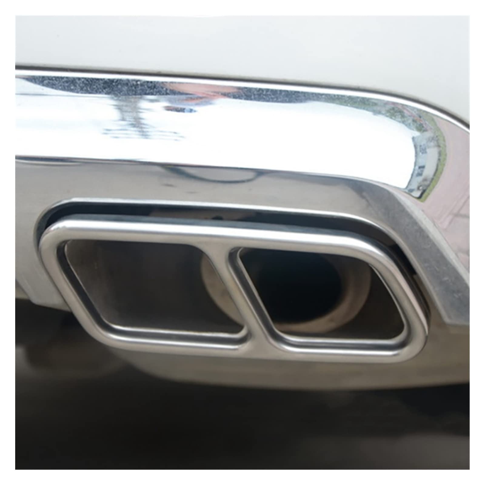 Silenciador Escape Extremo Silenciador Escape Doble Trasero Coche Acero Inoxidable Cubierta Embellecedora Tubo Marco Garganta Trasera Para Benz GLK X204 2013-2015 CLS W218 2012-2017 Turbo Sonido Silba