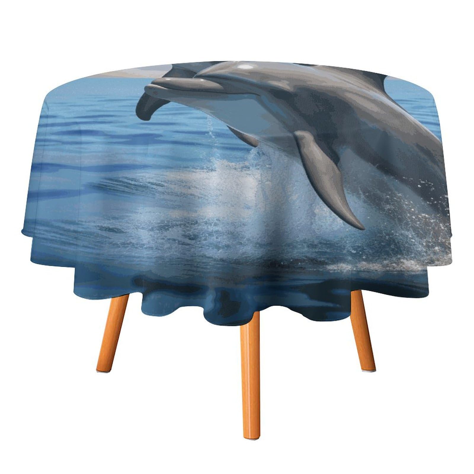 Nappe ronde dauphins pour repas de fête et pique-nique chic 91cm