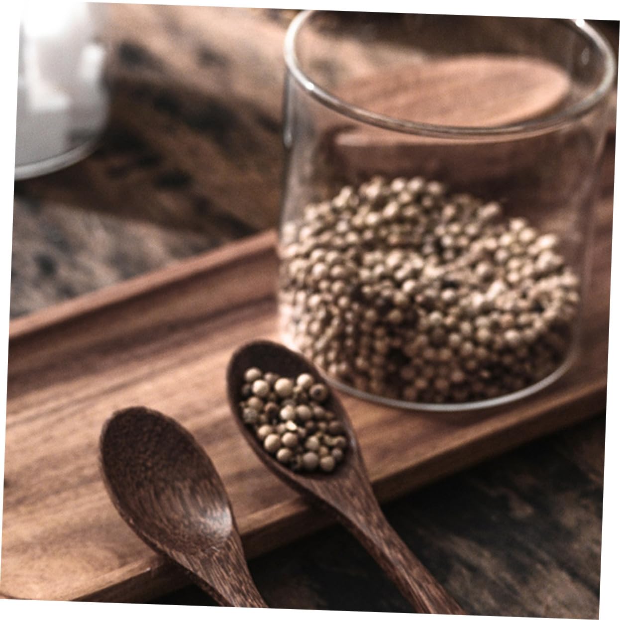 Gatuida Gewürzbehälter Glas Klar Salzbehälter Aus Glas Gewürzgläserset Mit Tablett Und Löffel Für Heimgebrauch Lagerung Von Gewürzen Wie Pfefferpulver Und Paprika