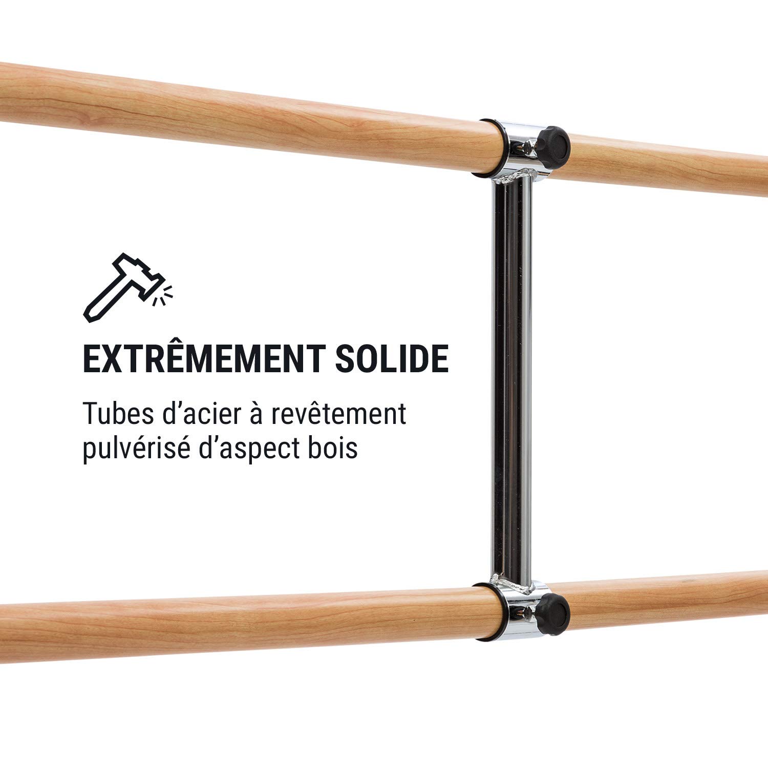 KLAR FIT Anna-Marie - Double Barre de Danse Classique, Pose Libre, Hauteur réglable, Poignées de Verrouillage, Pieds Solidesn, Tubes d'acier, Stretching
