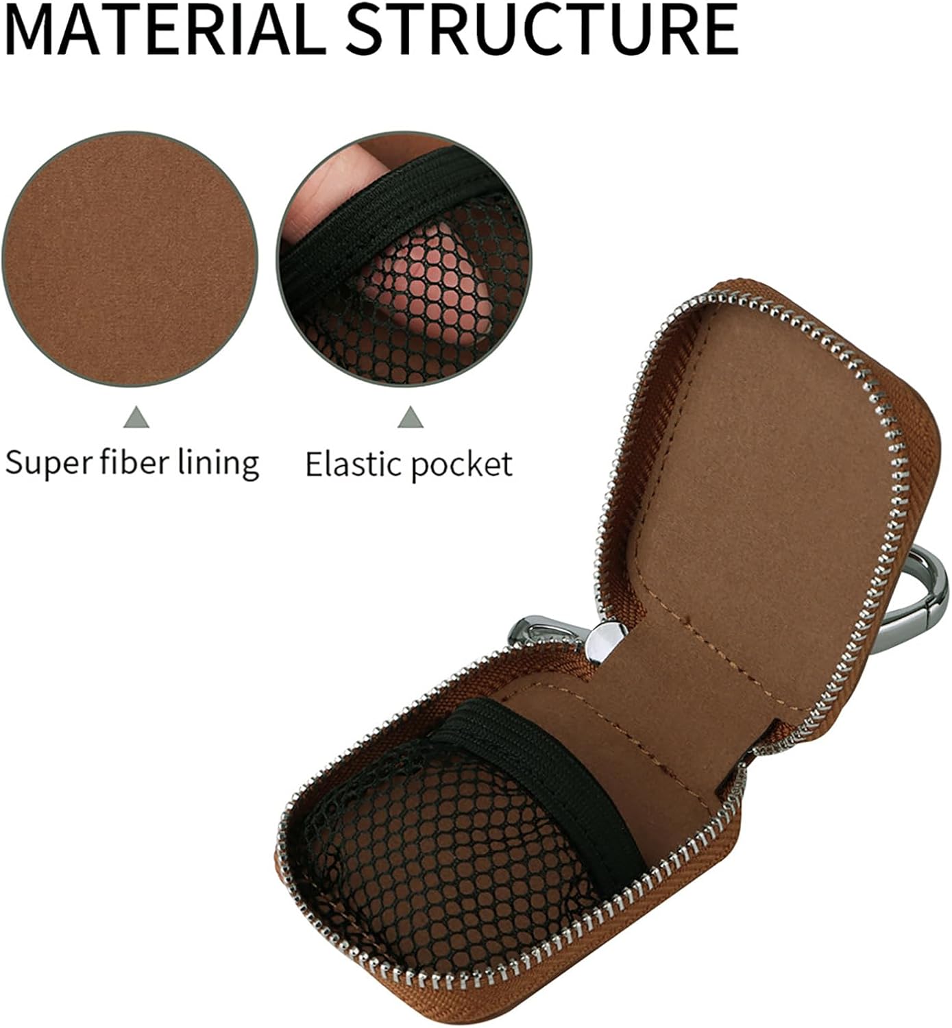 Earbud Case, Headphone Storage Case for AirPods 4/1/2/3/Pro 2, PU Leather Zipper Carrying Pouch Earbuds Bag with Keychain for Wireless Earphones, Wired Headphone & USB Cable - EJB 1 PCS Pink - Image 7