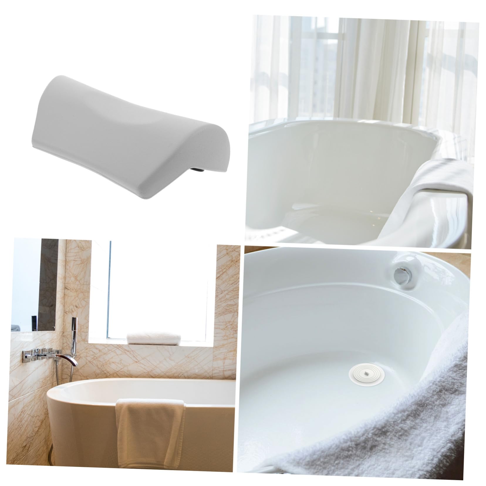 Oreiller de Bain Spa Appui-tête Blanc PU, pour Étanche Baignoire