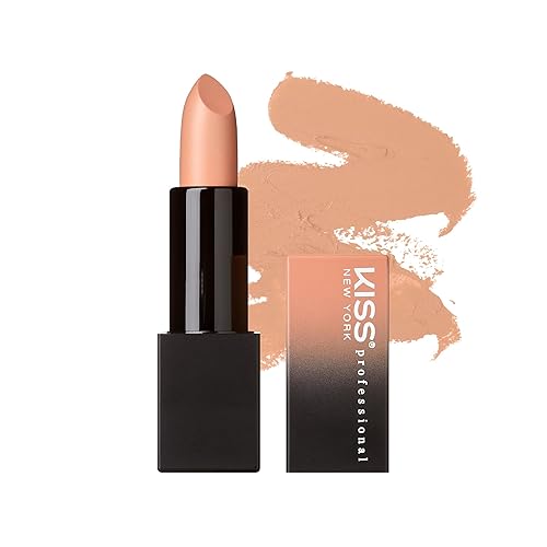 kiss new york Lápiz labial pigmentado profesional, acabado satinado suave, permanencia de color de larga duración, infundido con manteca de karité y