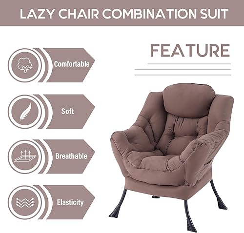 Miniatura 157 de Lita Silla relajada con otomana, tapizado ornamental, moderno de ocio, contemporáneo para lectura con reposabrazos, un bolsillo lateral para sala de