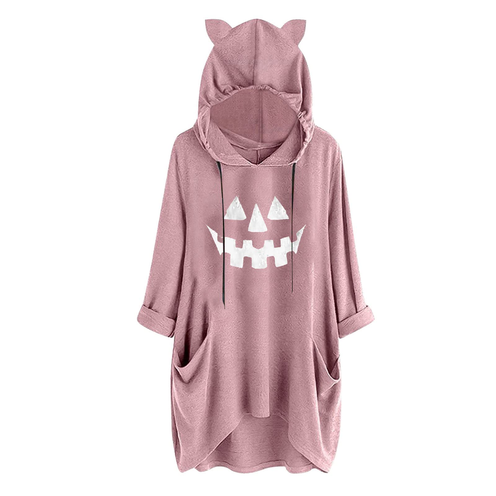 Halloween Oversized Hoodie Dress,Jumper Dress for Women,Long Oversized Sweatshirt Irregular Hem Sweatshirt Soft and Warm