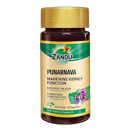 Zandu Punarnava Capsules, With Goodness of Natural Punarnava Extract known for Good Gut Health & for Healthy Appetite, Helps for Heart and Urinary Health - 60 Veg capsules