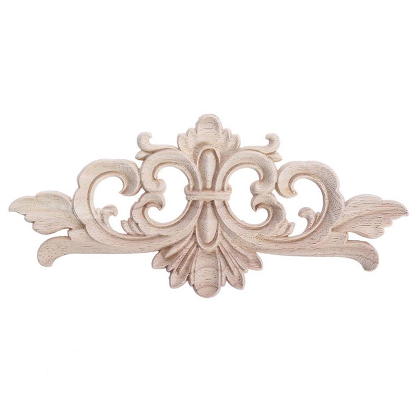 Applique en bois naturel sculpté de 4 pièces pour décoration de meuble