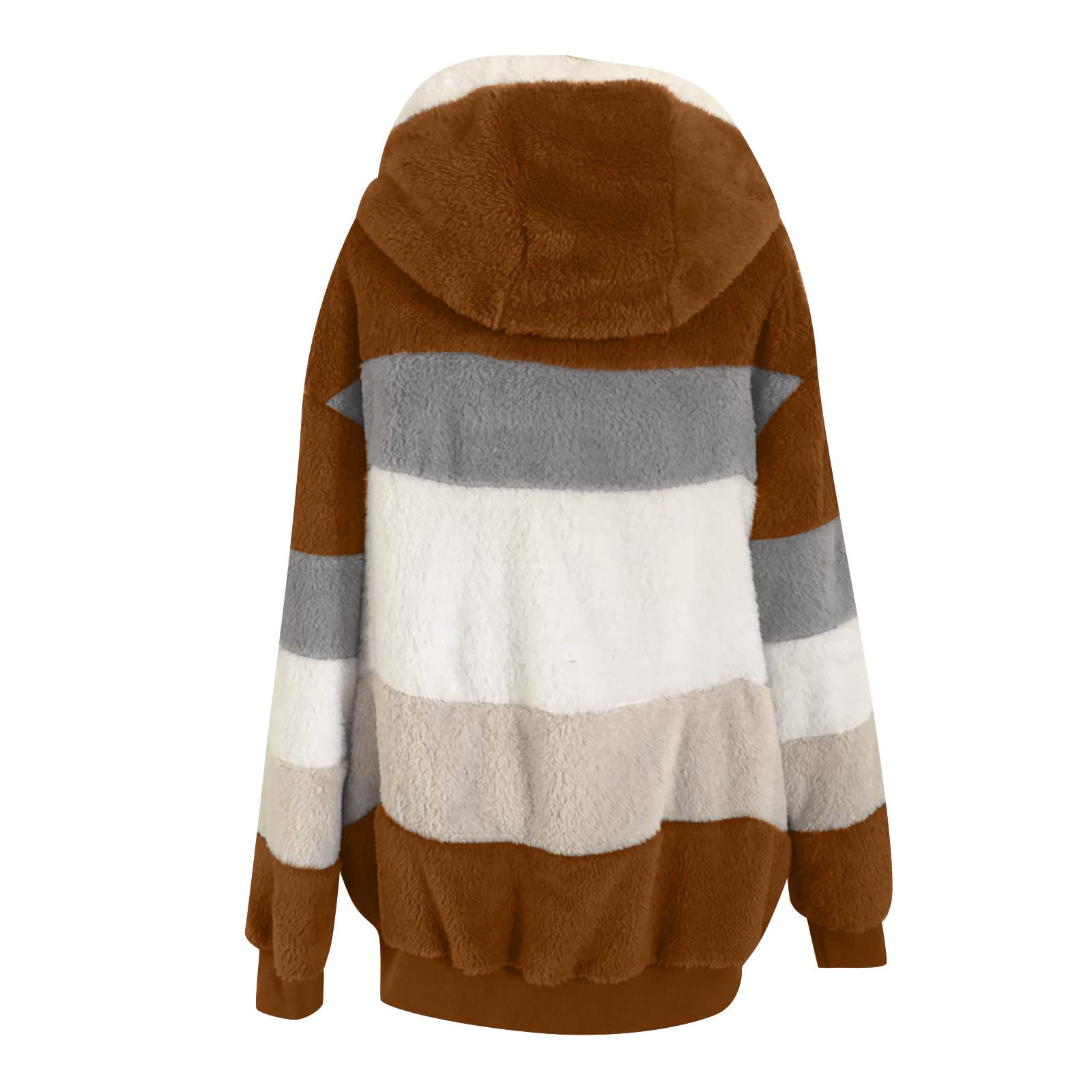 Chaqueta Mujer Invierno,Grueso y Cálido Abrigo Mujer Invierno con Capucha Moda Block Color Reversible Chaqueta Polar Mujer Sueltos Causal Caliente Cremallera Bolsillos Cazadora Forro Polar Mujer 2024