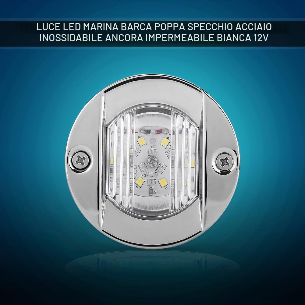 Reminnbor luce led per barca inox + Luci di Navigazione 12V Marine Boat Transom LED Bianco Acciaio Inox Impermeabile Ancoraggio di Navigazione di Poppa
