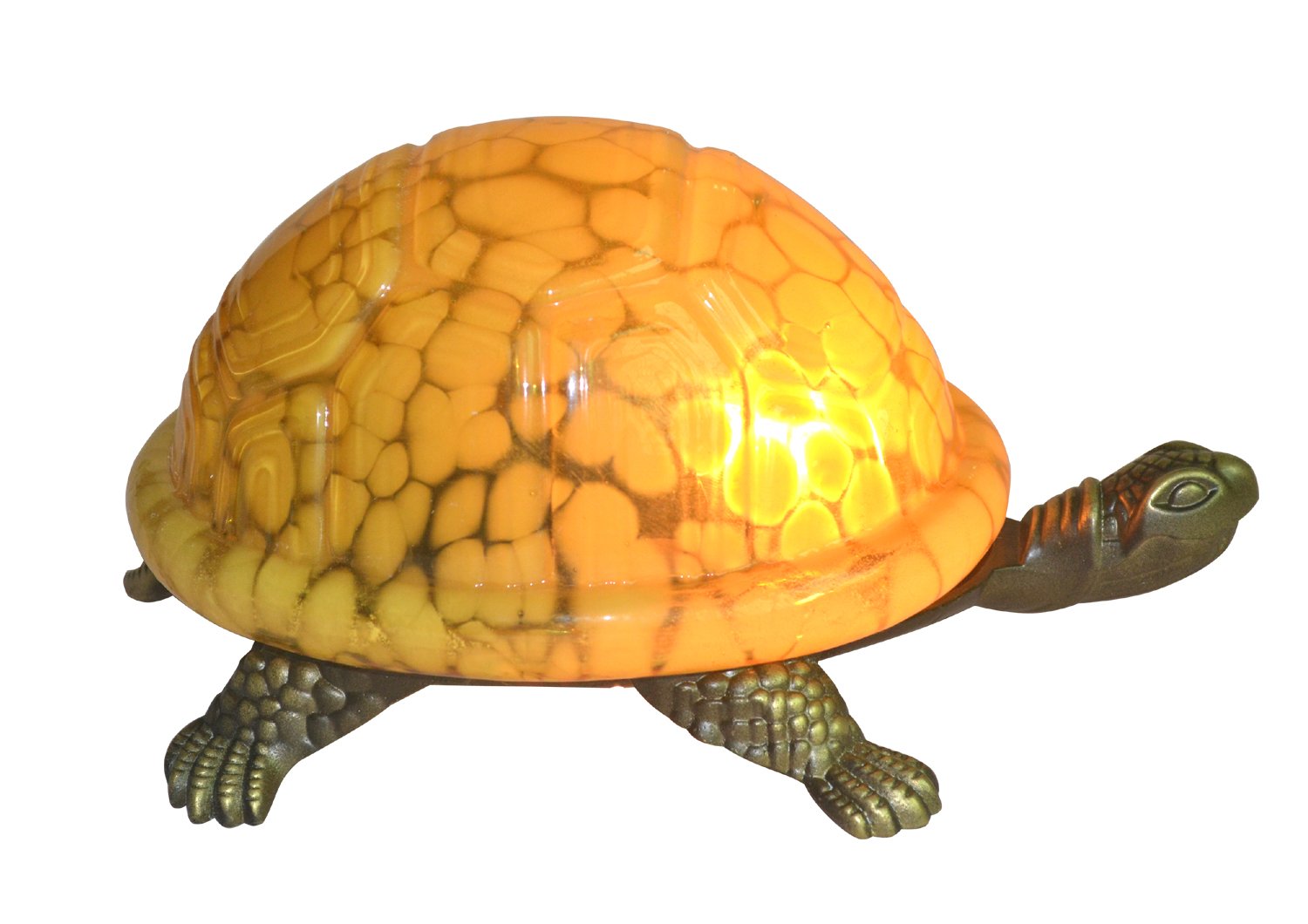Tiffany Style Turtle Lamp, Accent Tortoise Lights, Small Night Light, Corner Lighting, Metal Base, Glass Lampshade Pack of 1 by NoBeiYi (Yellow)