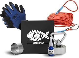 Magnetar Easy 280kg Magnet Fishing Kit with Rope, Gloves, Protective Cover & Locking Glue, Round Neodymium Fishing Magnet for Kids and Beginners