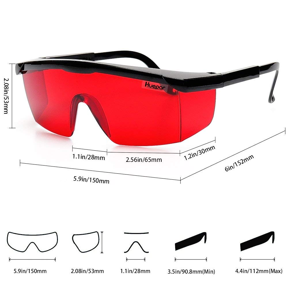 Huepar GL01R Red Laser Enhancement Glasses Eye Protection Safety Glasses for Red Laser Level
