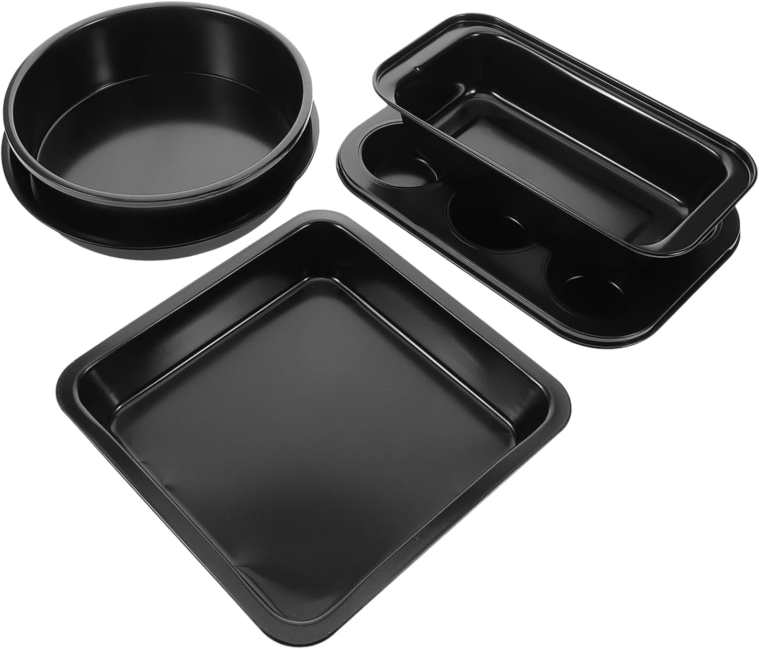 VALICLUD 5pcs Nonstick Bakeware Set Includes Cookie Sheet Muffin Loaf Pan Cake Pans for Home Baking Easy Cleanup Bakeware Black