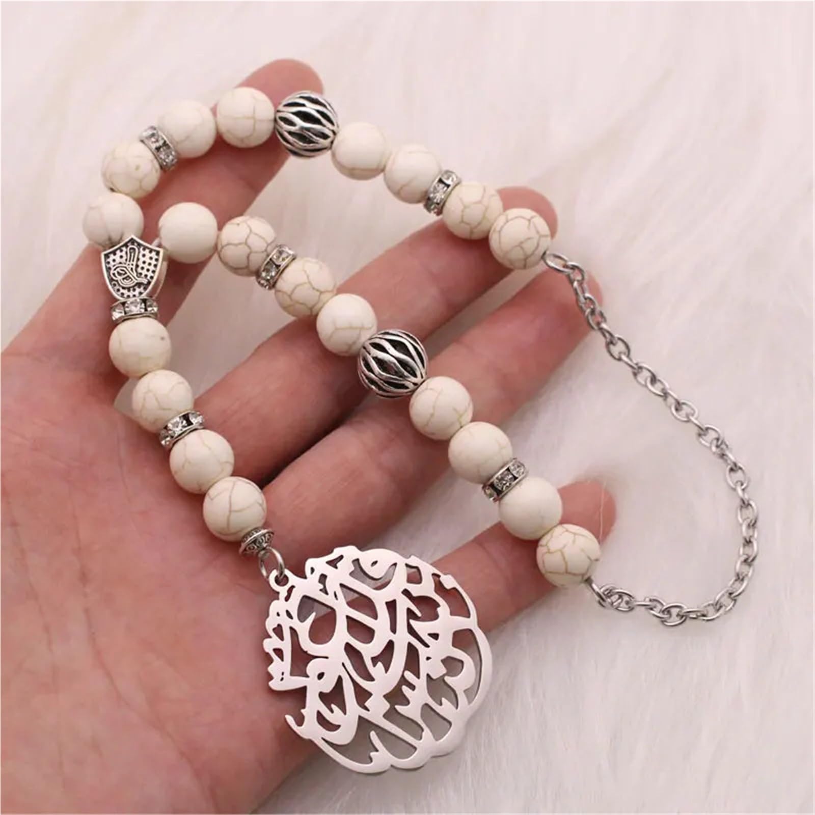 Islam car handings White Beads Quran surrah al NAS Stainless Steel Muslim Car Pendant