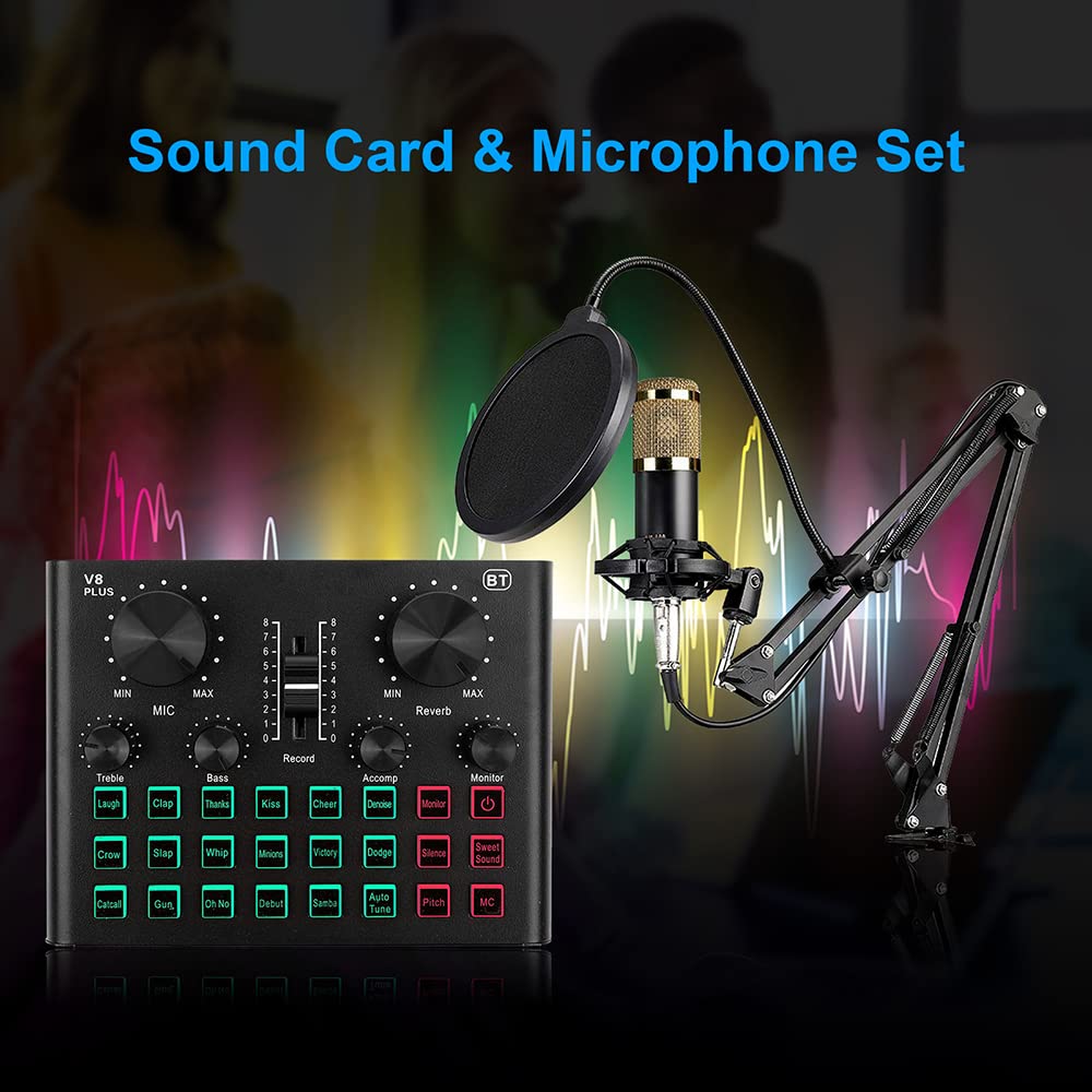 Scheda Audio Live, Mini Mixer Audio con 15 Effetti sonori, 4 modalità di Pitch e 12 Tasti di sintonizzazione Automatica, Cambia Voce Bluetooth per Registrazione Audio, Trasmissione di g