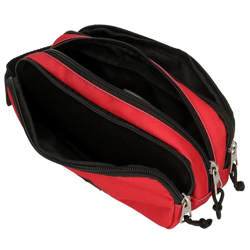 Pepe Jeans Aris Triple Pencil Case 22 x 12 x 5 cm Made of Polyester, Size for Backpack and Postcard by Joumma Bags, red - Image 4