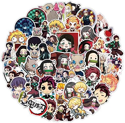 demon slayer stickers 50 pcs japanese anime stickers for teens students waterproof vinyl stickers decals pack for skateboard computer phone cup laptop guitar luggage car bike bicycle anime insane