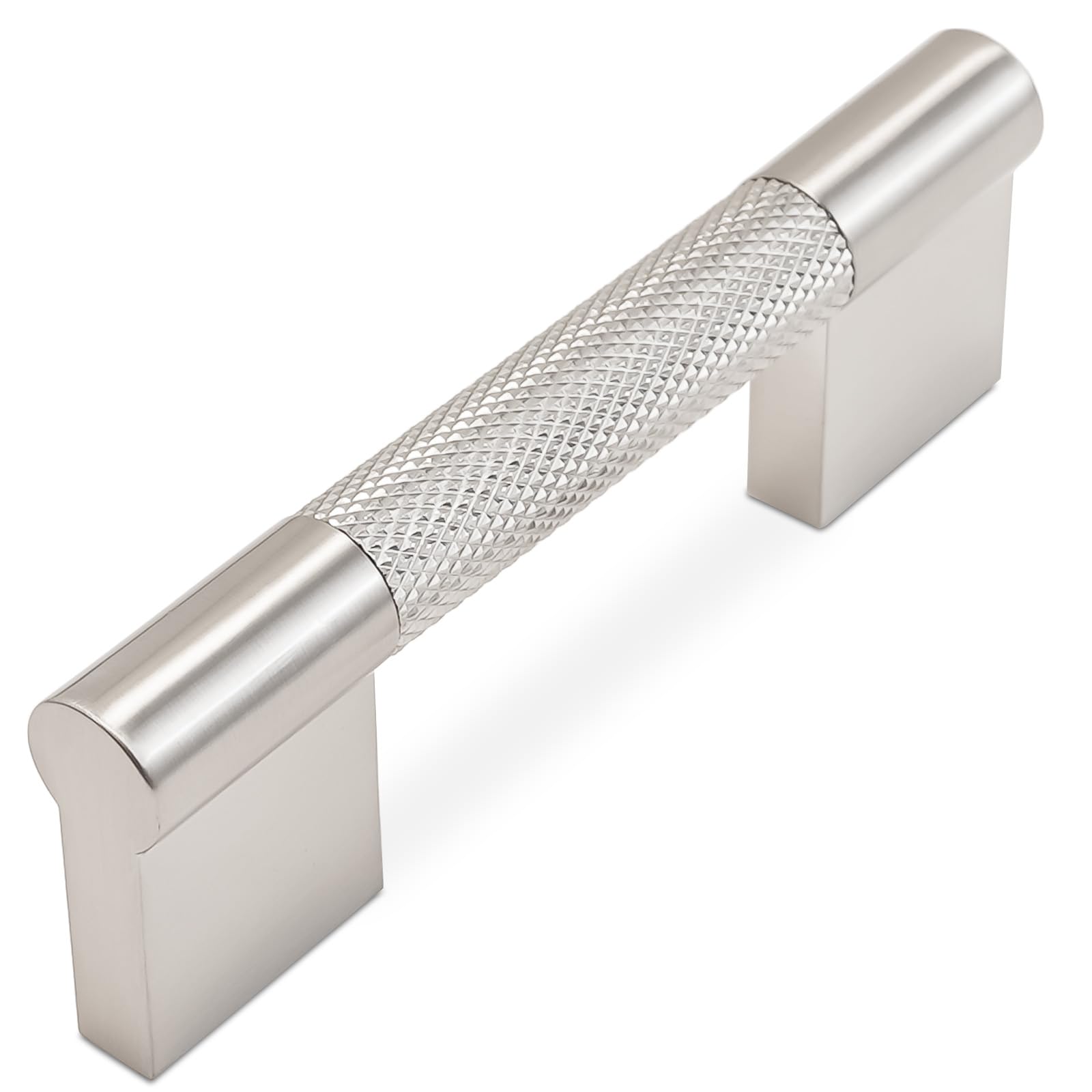 Poignées de cuisine moletées nickel satiné brossé 7,6 cm lot de 10