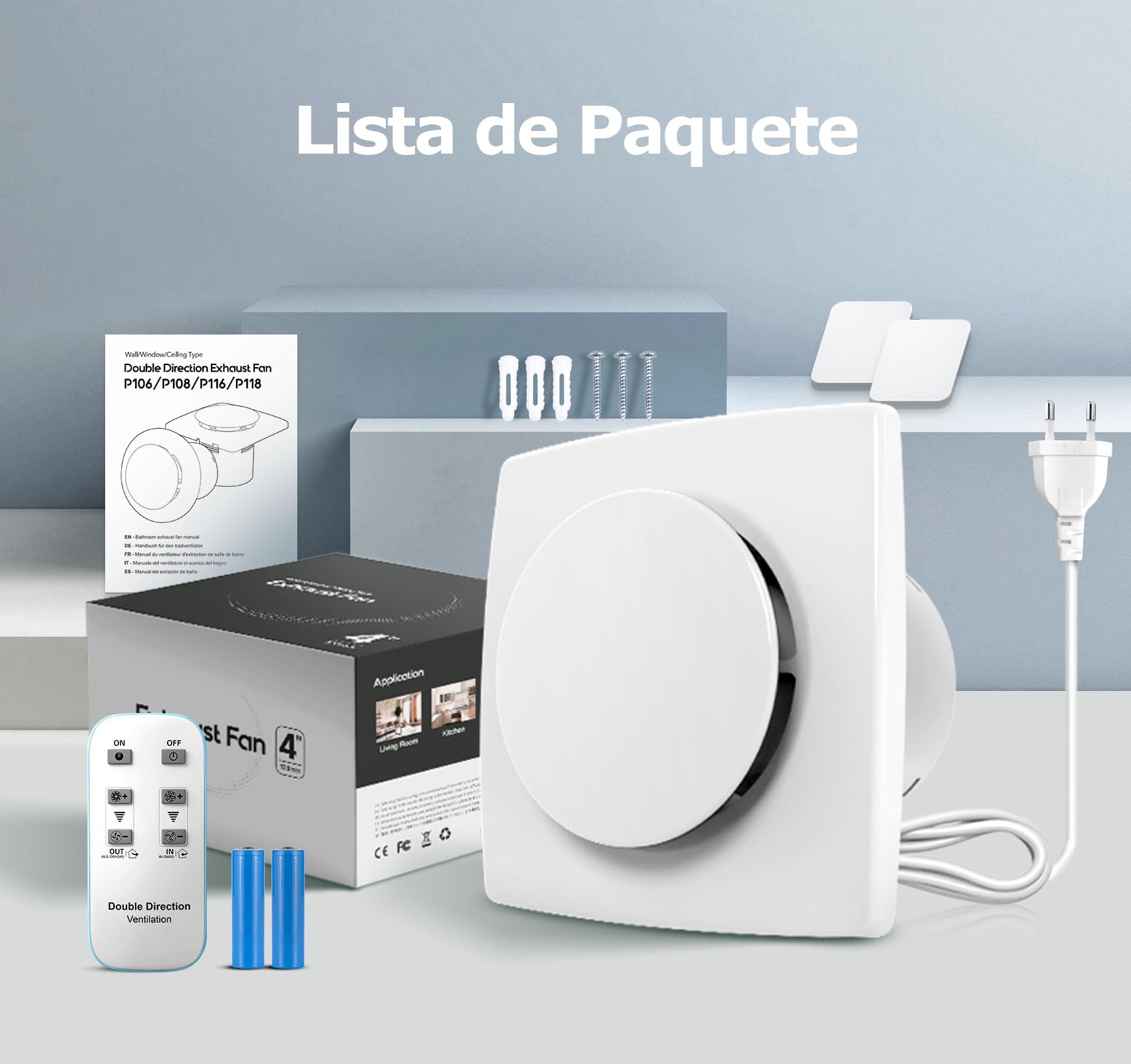 Extractor de Baño 100mm, Bidireccional, 6 Velocidades con Luz Indicadora, Función de Memoria, Ventilador Extractor de Aire con Control Remoto, Motor DC Sin Escobillas Silencioso Extractor Baño