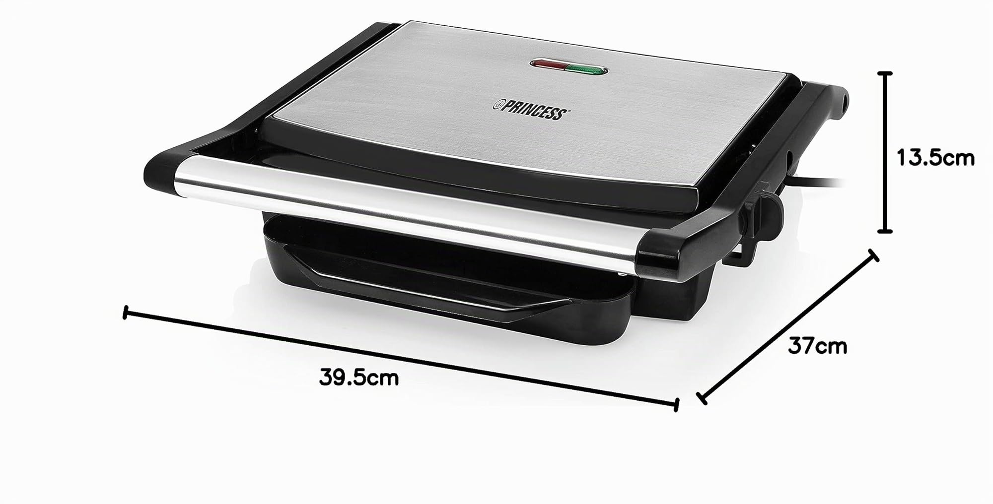 Princess Piastra per Panini Grill 112415, 2000 watt, 30 x 24 cm, Coperchio galleggiante, Nero, Acciaio Inox