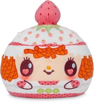 TeeTurtle Strawberry Shortcake Valentines Day Present Reversible Plushie - 4-Inch Two-Sided Flip Plush Toy with Embroidered Details - Cute Mini Collectible Plush for Kids, Teens, and Adults