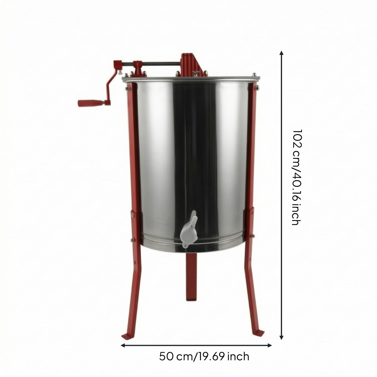 harayaa Estrattore di Manuale Estrattore Smielatore Centrifuga Secchio con Rubinetto in Acciaio Inox con Manovella Superiore E Coperchio Trasparente Supporto