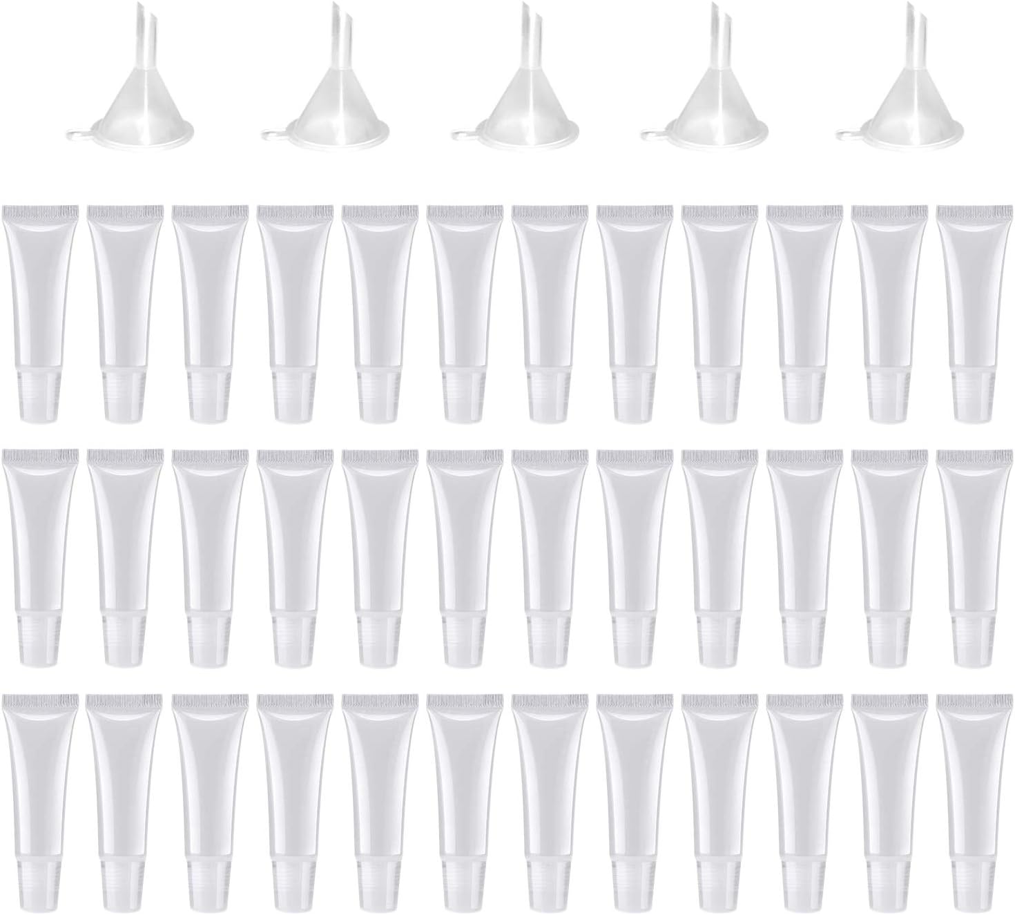 50 PCS 10 ml Empty Lip Gloss Tubes,Clear Tubes Lip Containers,Refillable Plastic Tubes for DIY Cosmetic Lip Gloss Tube