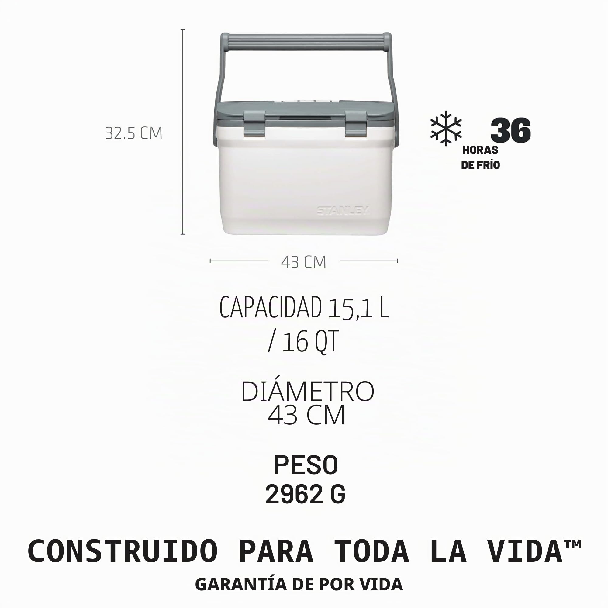 Stanley 1913 Adventure Nevera Portatil de Exterior - Doble Pared de Espuma Aislante - Sin BPA - Nevera Portátil Pequeña - Nevera de Viaje Resistente - A Prueba de Fugas