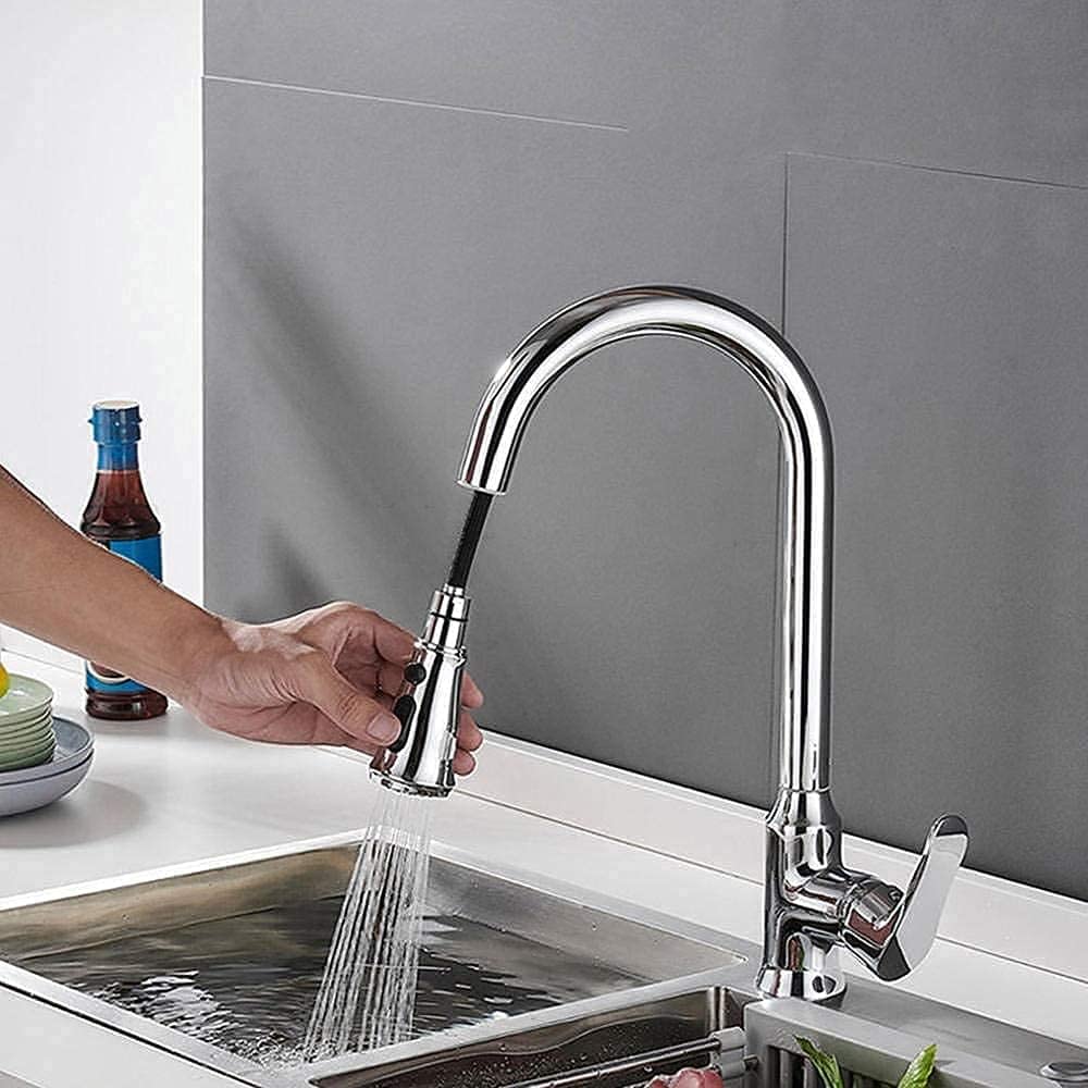 Robinet de cuisine pour evier 2 bacs douchette rotative - 4