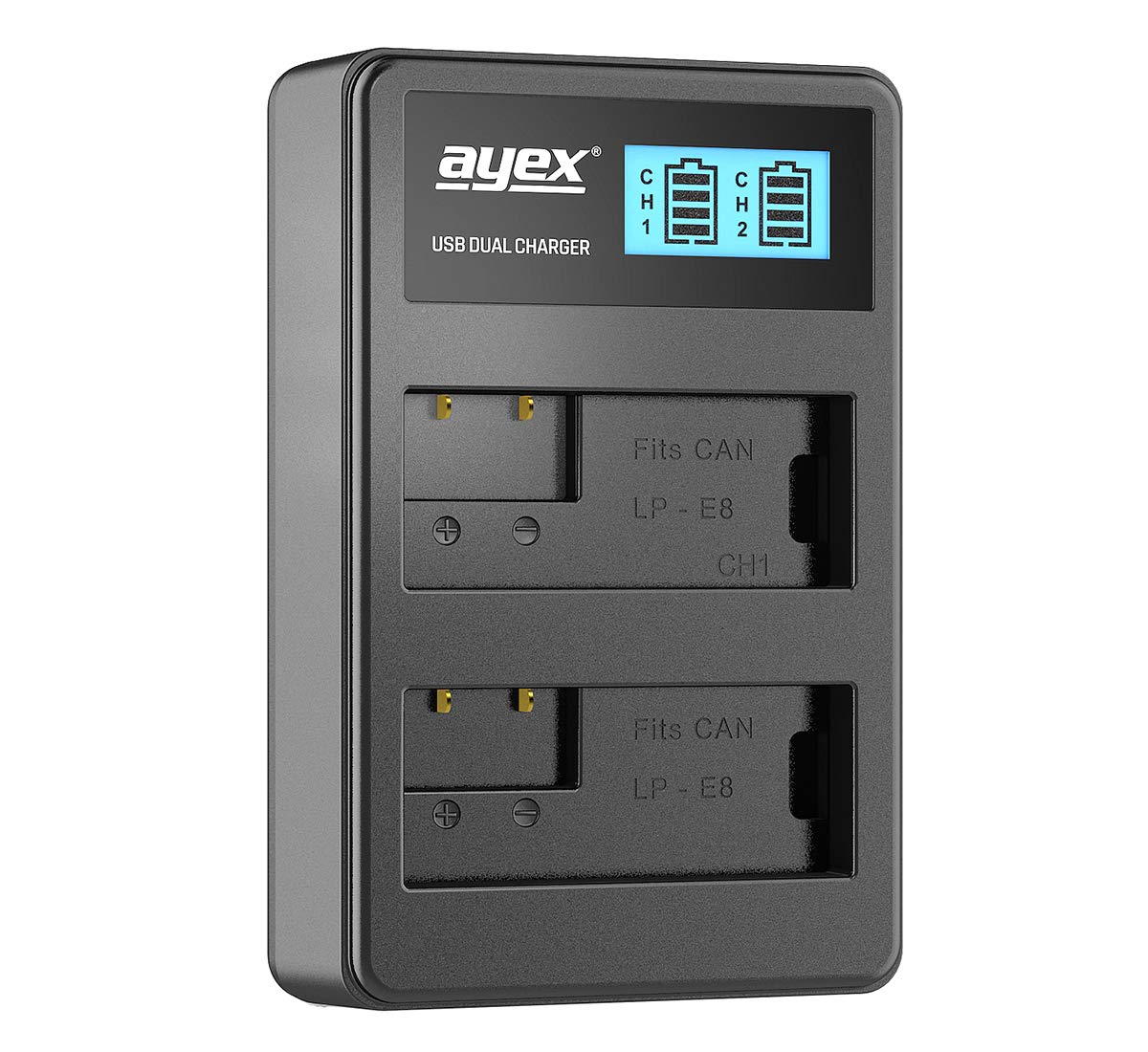 Caricatore USB Doppio Ayex Per Batterie Canon LP-E17 – Con Display LCD E Cavo, Compatibile Con EOS 800D, 760D, 750D, 200D, M5, M6 - 2